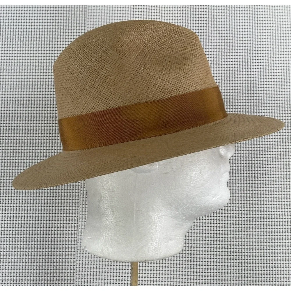 Goorin Bros Panana Toquilla Straw Fedora Hat Size Large Beige USA Made - Picture 4 of 8